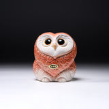 Shigaraki Ware Lucky Pink Owl Ornament "Peach" / 信楽焼 フクロウ