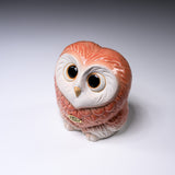 Shigaraki Ware Lucky Pink Owl Ornament "Peach" / 信楽焼 フクロウ