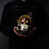 Shigaraki Ware Lucky Raccoon Ornament with Sake Bottole - 17 cm / 信楽焼 たぬき