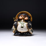 Shigaraki Ware Lucky Raccoon Ornament with Sake Bottole - 17 cm / 信楽焼 たぬき