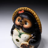 Shigaraki Ware Lucky Raccoon Ornament - 17 cm / 信楽焼 たぬき