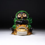Shigaraki Ware Lucky Raccoon Ornament - 19 cm / 信楽焼 たぬき