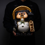 Shigaraki Ware Lucky Raccoon Ornament - 32 cm / 信楽焼 たぬき