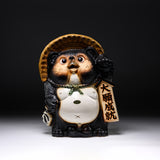 Shigaraki Ware Lucky Raccoon Ornament - 32 cm / 信楽焼 たぬき