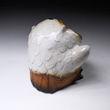 Shigaraki Ware Lucky White Dancing Owl Ornament / 信楽焼 フクロウ