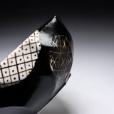 MARUKO Seto Ware Twisted Reserved Bowl - Black Oribe / 瀬戸焼 浅鉢