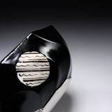 MARUKO Seto Ware Twisted Reserved Bowl - Black Oribe / 瀬戸焼 浅鉢