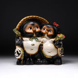 Shigaraki Ware Lucky Raccoon Ornament - 28 cm / 信楽焼 たぬき