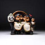 Shigaraki Ware Lucky Raccoon Ornament - 24 cm / 信楽焼 たぬき