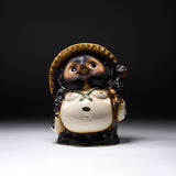 Shigaraki Ware Lucky Raccoon Ornament - 22 cm / 信楽焼 たぬき