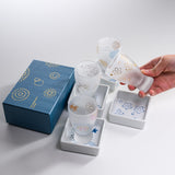 Mizore Sake Glass with Saucer Gift Set - Sakura / こぼし酒 桜