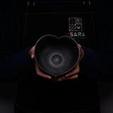 INOME Heart Handmade Matcha Bowl - Kurosuke : 黒助 / 小野 穣 猪目茶碗