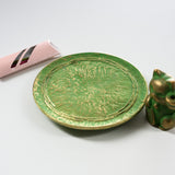 Brass Incense Holder with Plate - Lucky Cat / 真鍮 香立て