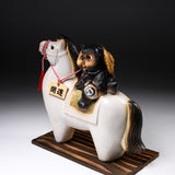 Shigaraki Ware Ornament - Raccoon Riding Horse - 24.5 cm / 信楽焼