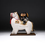 Shigaraki Ware Ornament - Raccoon Riding Horse - 24.5 cm / 信楽焼