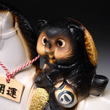 Shigaraki Ware Ornament - Raccoon Riding Horse - 24.5 cm / 信楽焼