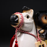 Shigaraki Ware Ornament - Raccoon Riding Horse - 24.5 cm / 信楽焼