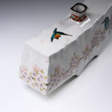 Kutani Ware Vase - Nakamura Toshito - Kingfisher in Spring / 九谷焼 花瓶