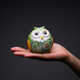 Kutani Ware Owl Ornament - Pistachio Green 7.5 cm / 九谷焼 梟