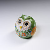 Kutani Ware Owl Ornament - Pistachio Green 7.5 cm / 九谷焼 梟
