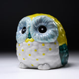 Kutani Ware Owl Ornament - Lemon Yellow 9.5 cm / 九谷焼 梟