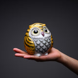 Kutani Ware Golden Owl Ornament - 10 cm / 九谷焼 梟