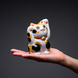Kutani Ware Animal Ornament - Beckoning Cat "Mike" / 九谷焼 招き猫 ミケ