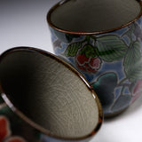 Kutani ware Pair Tea Cup - Red Peony / 九谷焼 ペア湯呑み