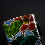 Kutani ware Pair Tea Cup - Red Peony / 九谷焼 ペア湯呑み