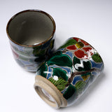 Kutani ware Pair Tea Cup - Red Peony / 九谷焼 ペア湯呑み