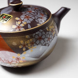 Hand-painted Banko Ware Teapot - 300 ml - Red Mt. Fuji / 萬古焼 急須