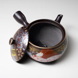 Hand-painted Banko Ware Teapot - 300 ml - Red Mt. Fuji / 萬古焼 急須