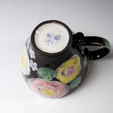 Fuka Kiln Hand-painted Floral Mug Cup - Black