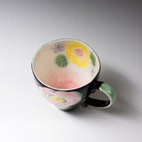 Fuka Kiln Hand-painted Floral Mug Cup - Black