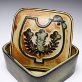 KASHIWA Seto Ware - Round Square Container Case - Chicken / 瀬戸焼 かしわ窯