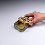 KASHIWA Seto Ware - Round Square Container Case - Chicken / 瀬戸焼 かしわ窯