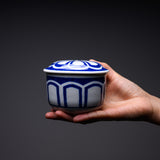 Chawanmushi Bowl with Lid - Blue Kamon / 波佐見焼 茶碗蒸し碗