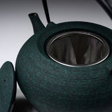 Chushin Kobo Yamagata Cast Iron Teapot - Hiratsubo 1.4 L - Green / 山形鋳物 急須