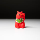 Handheld Lucky Ornament - Red Beckoning Cat - Aka / 手乗り招き猫