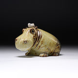 KASHIWA Seto Ware - Ornament - Hippopotamus with a bird / 瀬戸焼 かしわ窯