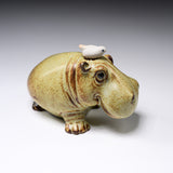 KASHIWA Seto Ware - Ornament - Hippopotamus with a bird / 瀬戸焼 かしわ窯