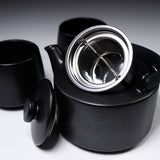 En - 縁 - Dobbin Teapot 400 ml Gift Set - Teapot x1, Teacup x 2 - Black
