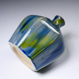 Fujihira Seibun Kiln Kyo Kiyomizu Ware Handmade Flower Vase - Blue / 藤平正文窯