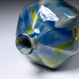 Fujihira Seibun Kiln Kyo Kiyomizu Ware Handmade Flower Vase - Blue / 藤平正文窯