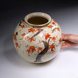 Fujihira Seibun Kiln Kyo-Kiyomizu Ware Flower Vase - Maple / 藤平正文窯 花瓶