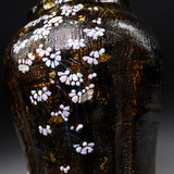 Fujihira Seibun Kiln Kyo-Kiyomizu Ware Flower Vase - Night Cherry Blossoms / 藤平正文窯 花瓶