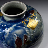 Fujihira Seibun Kiln Kyo-Kiyomizu Ware Flower Vase - Pomegranate Blue / 藤平正文窯 花瓶