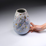 Fujihira Seibun Kiln Kyo-Kiyomizu Ware Flower Vase - Weeping Cherry Blossoms / 藤平正文窯 花瓶