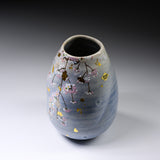 Fujihira Seibun Kiln Kyo-Kiyomizu Ware Flower Vase - Weeping Cherry Blossoms / 藤平正文窯 花瓶
