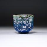 Fujihira Seibun Kiln Kyo Kiyomizu Ware Large Yunomi Cup - Blossom Blue / 藤平正文窯